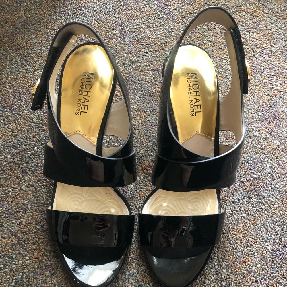 Michael Kors black heels with gold accent